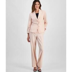Le Suit Womens 2PC Pant Suit Blazer Career Office Pale Pink NWT Size 16